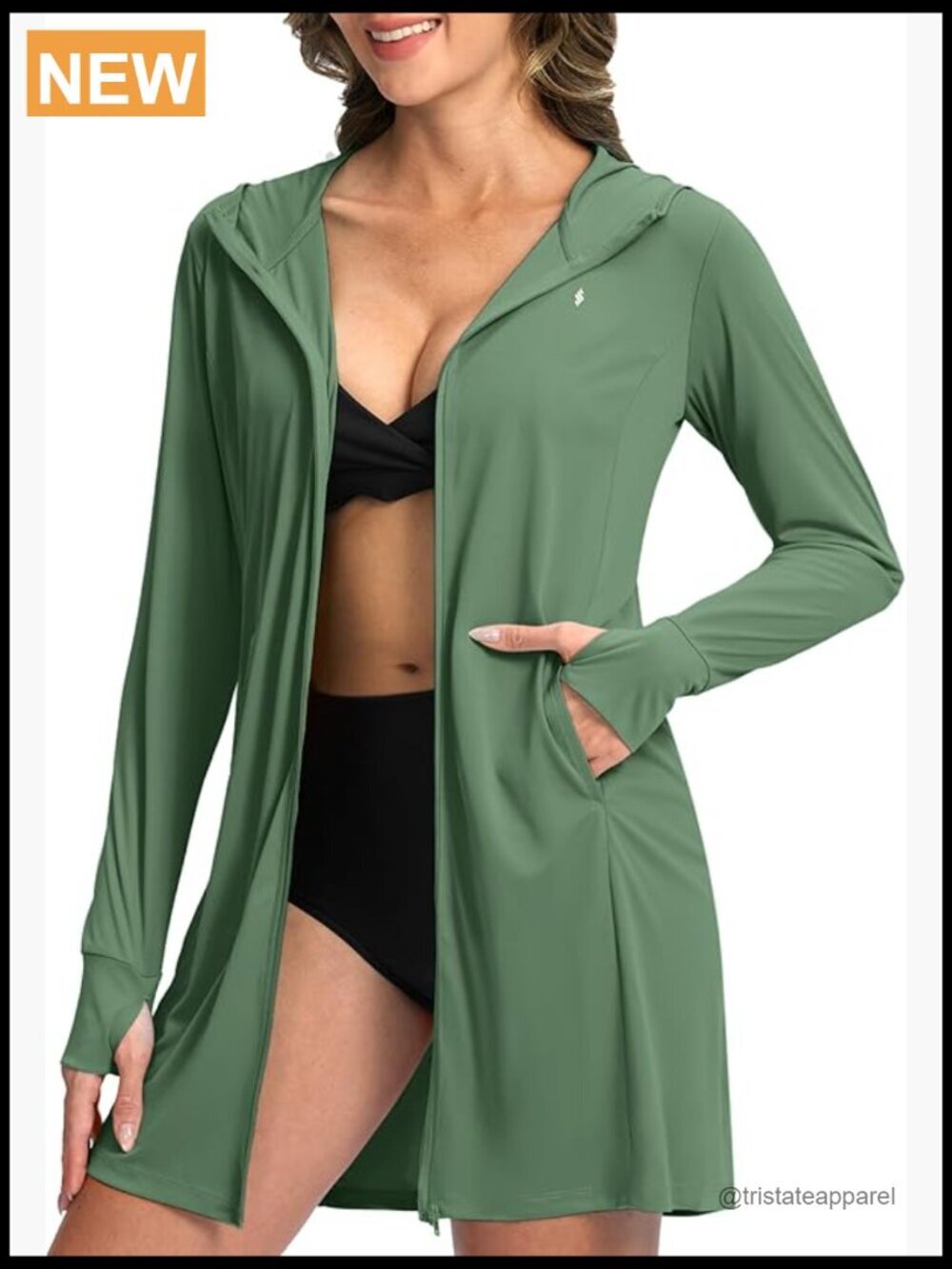 UPF 50+ Sun Protection Hoodie Swim Cover Up Lightweight Jacket Long Sleeve